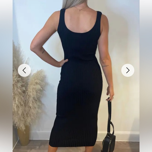 Black bodycon ribbed sleeveless dress - Picture 3 of 7